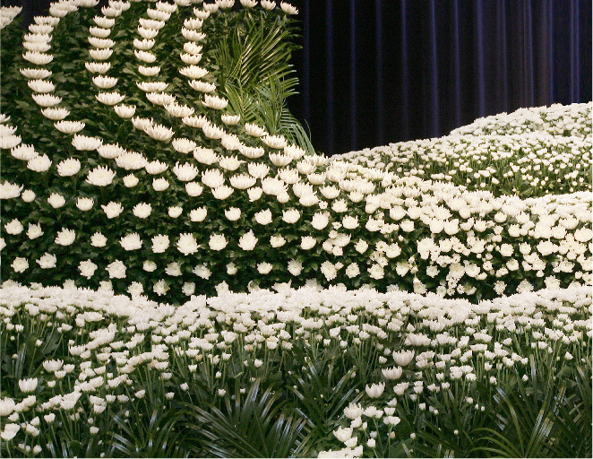 祭壇デザインは、洗練された品格のある生花装飾を行っています。旅立ちを華やかに彩ります。